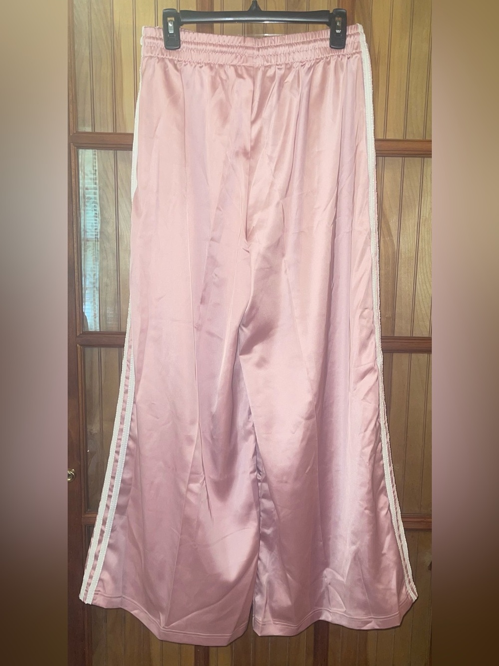 adidas Satin Pink Oversized Track Jacket White 3-Stripes with Matching Pants - Picture 8 of 13